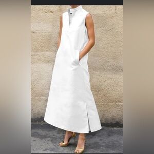 White Halter A-Line Maxi Dress
